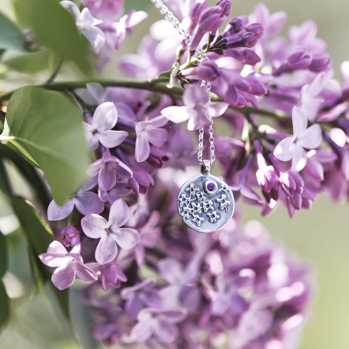 Lilac Necklace with Amethyst Gemstone