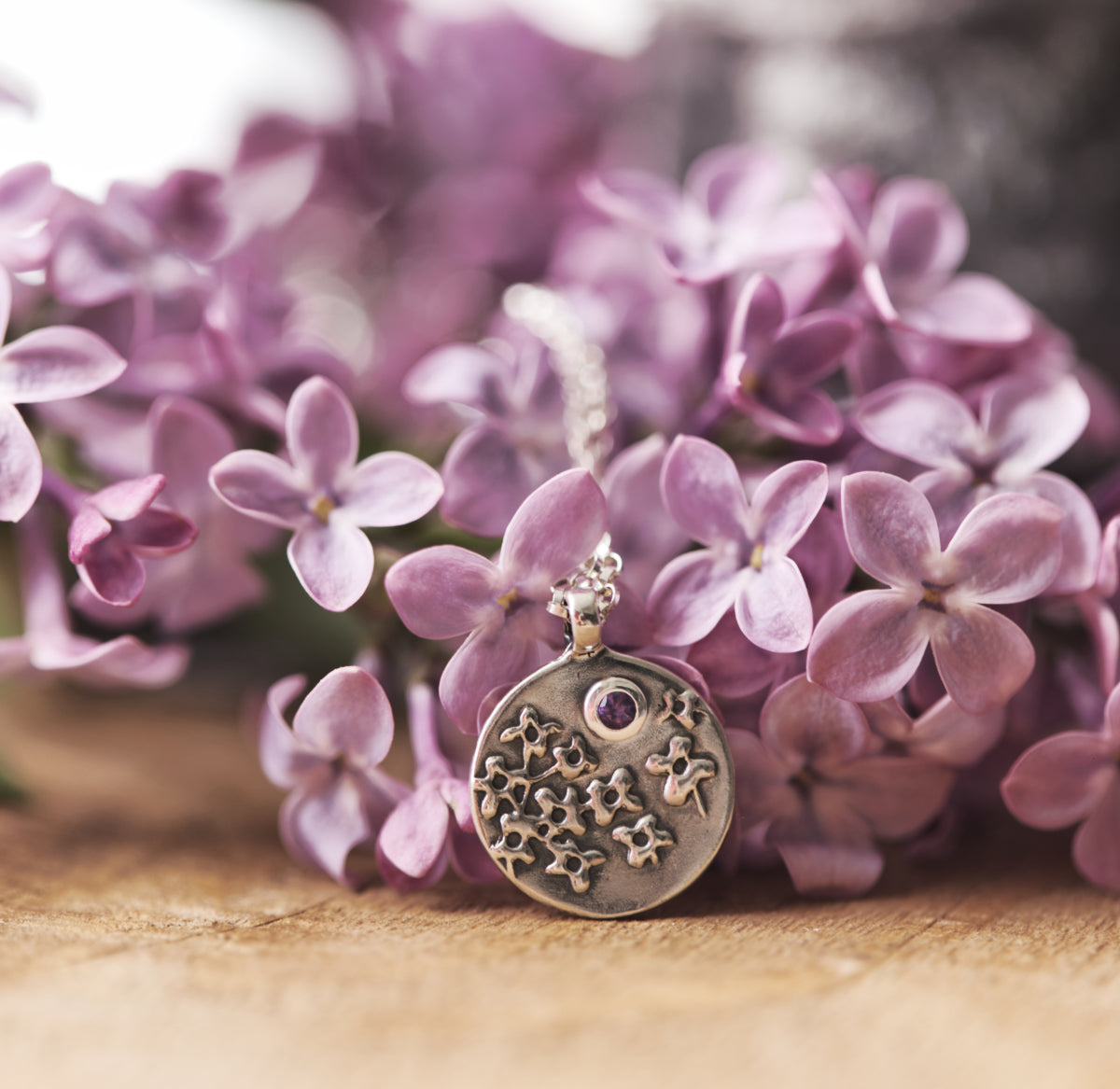 Lilac Necklace with Amethyst Gemstone