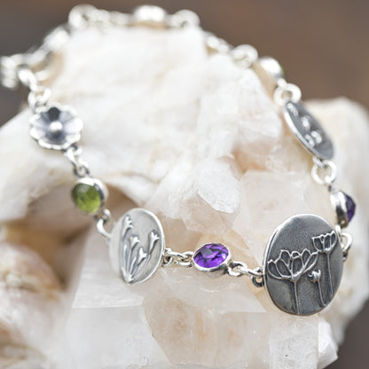 Blooming Flowers Bracelet with Gemstones-Terra Rustica Jewelry