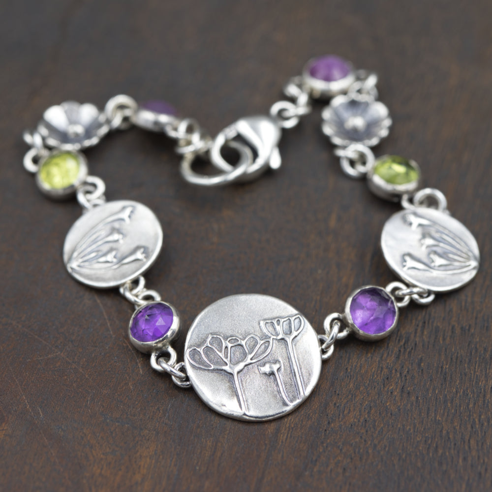 Blooming Flowers Bracelet with Gemstones-Terra Rustica Jewelry