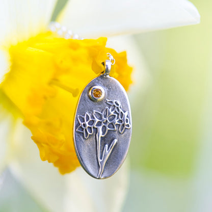 Daffodil Necklace with Gemstone