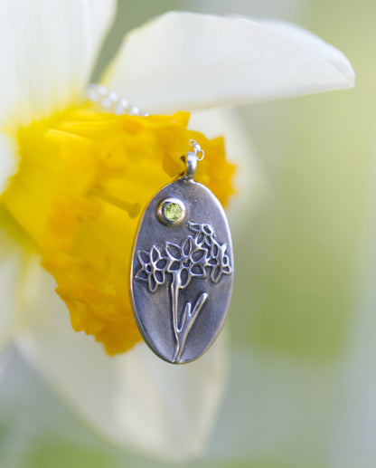 Daffodil Necklace with Gemstone