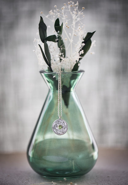 Botanical Foliage Necklace with Gemstone