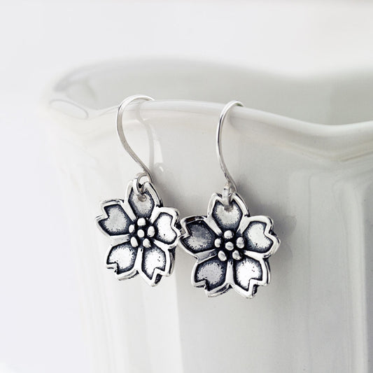 Dainty Sakura Cherry Blossom Earrings-Terra Rustica Jewelry