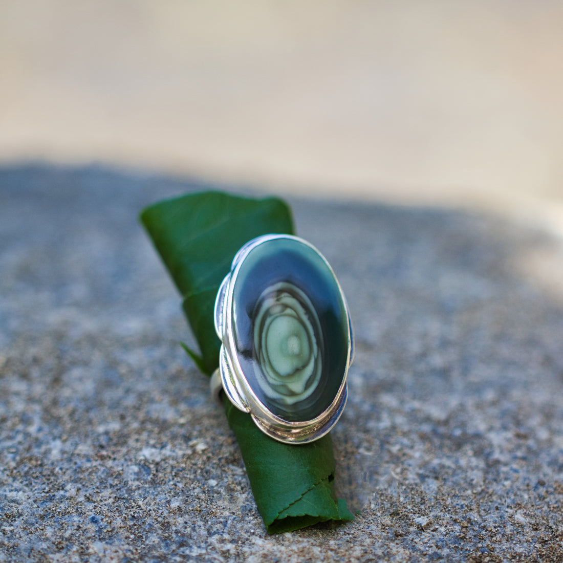 Forest Green Royal Imperial Jasper Ring-Terra Rustica Jewelry