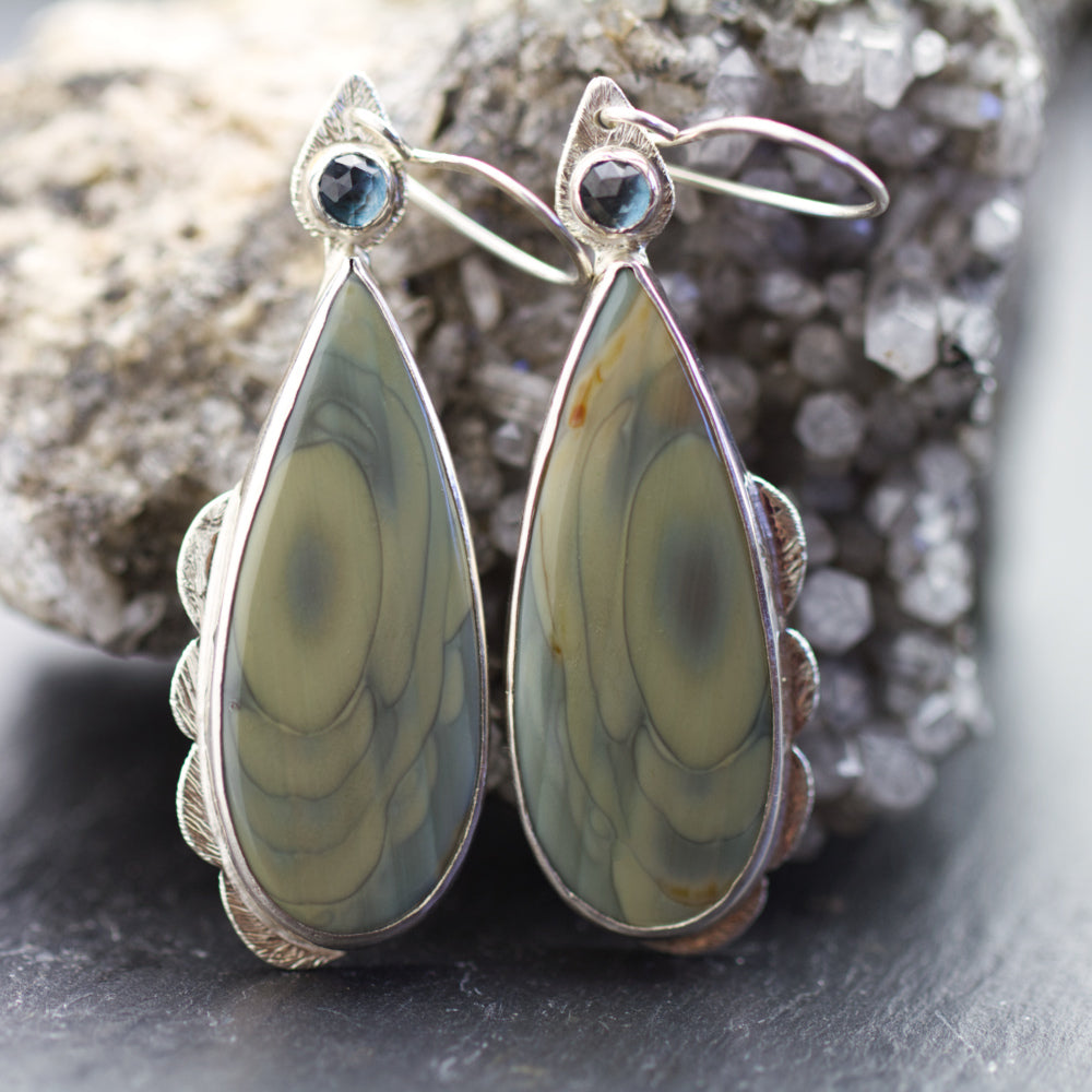 Royal Imperial Jasper and London Blue Topaz Earrings-Terra Rustica Jewelry