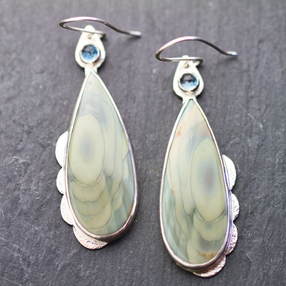 Royal Imperial Jasper and London Blue Topaz Earrings-Terra Rustica Jewelry