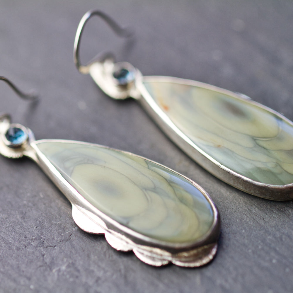 Royal Imperial Jasper and London Blue Topaz Earrings-Terra Rustica Jewelry