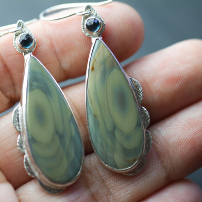 Royal Imperial Jasper and London Blue Topaz Earrings-Terra Rustica Jewelry