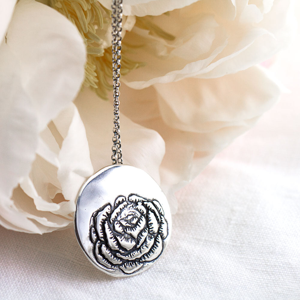 Peony Flower Necklace-Terra Rustica Jewelry